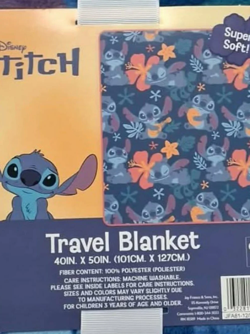 New Disney Stitch Travel Blanket